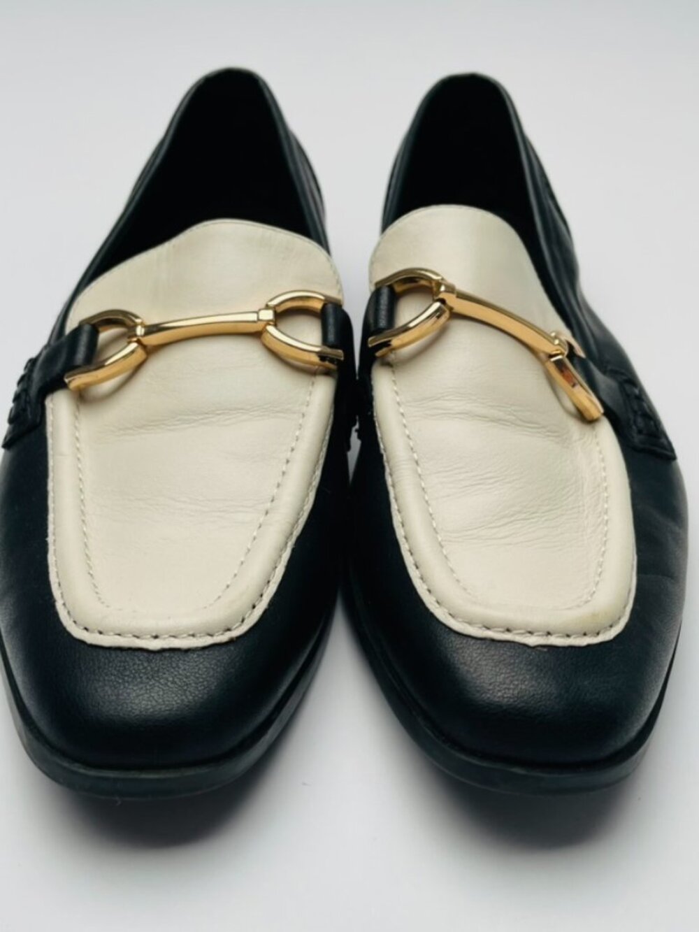 Steve Madden Carrine Black Cream Leather Two Tone Bit Loafers Womens 8.5 M - Picture 3 of 7